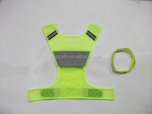 Salut Viz de course gilet avec 2 brassards de cristal réglable fluorescents sport maille réfléchissant trafic gilet - Product Image 3