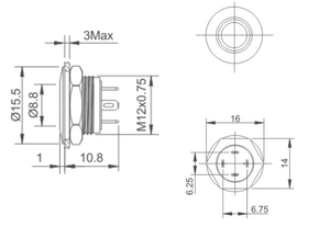 Led nút 12V momentary đẩy thiết bị chuyển mạch trên IP65 thép không gỉ kim loại 19 mét không thấm nước nút tắt - Product Image 2