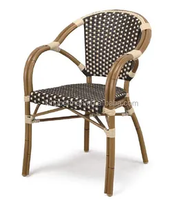 Chaises de Restaurant en rotin aluminium revêtu de poudre, meubles de bistrot - Product Image 1