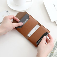 YY dompet kartu bisnis kulit PU remaja, dompet kancing penutup kulit PU untuk remaja