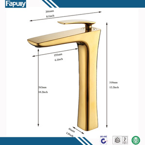 Fapully Haute Qualité à Levier Unique <span class=keywords><strong>D</strong></span>'<span class=keywords><strong>or</strong></span> Plaque Froide Chaude Pont <span class=keywords><strong>Mont</strong></span>é Laiton Robinet <span class=keywords><strong>Jardin</strong></span> M241 - Product Image 2