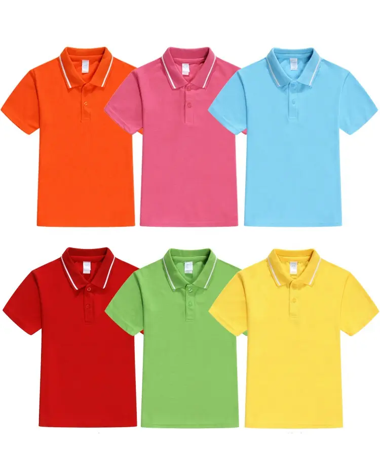 Camiseta polo de algodón con cuello redondo para niños, camiseta lisa con estampado, unisex, OEM