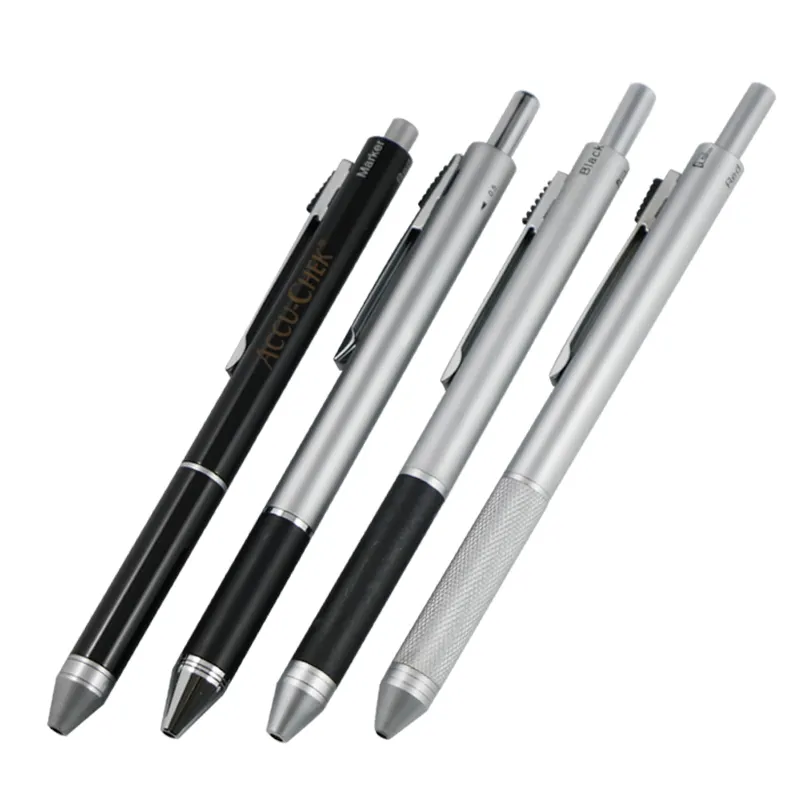 Multifonctionnel 4 couleurs stylo en métal 3 balle recharges crayon boule 2 recharges crayon + stylet PDA multifonction stylo à bille et crayon