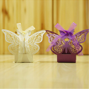 Big butterfly paper craft laser cut favor box wedding