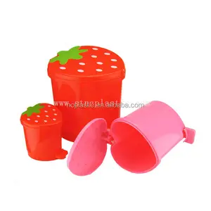 Cute Pink Red Strawberry Waste Bin Desktop Portable Plastic Mini Garbage  Basket Home Bedroom Storage Bucket Trash Can With Lid