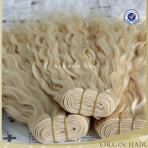 613 più popolari # trama di capelli vergini russi 100% capelli di alta qualità biondo riccio Jerry arricciatura disabile