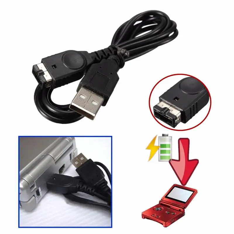 DHL FEDEX UPS spedizione gratuita caricatore USB nero cavo di ricarica cavo di alimentazione cavo per GBA SP Game Boy Advance SP DS NDS