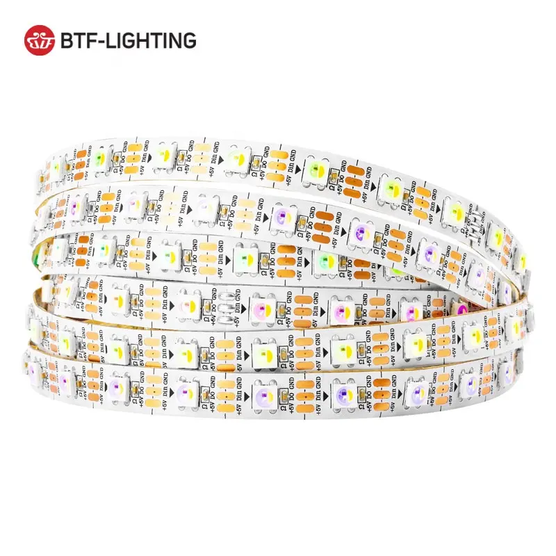 BTF LIGHTING flashing dimmable 60leds/m addressable 5v 4in1 full color digital led strip rgbw sk6812