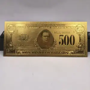 宠物艺术工艺品独特的 24k 镀金 $500 价值收藏的美元钞票