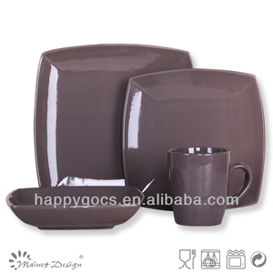 Carrés dîner ensembles/solod couleur vitrage vaisselle ensembles/dinnersets grès gris foncé - Product Image 1