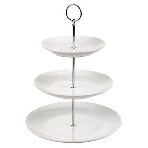 Pháp sang trọng 3 lớp gốm phục vụ Tấm Nhà hàng đồng bằng Trắng sứ bánh tấm - Product Image 1
