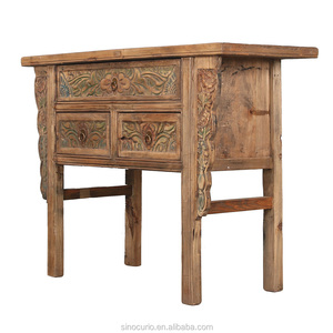 <span class=keywords><strong>Table</strong></span> de <span class=keywords><strong>console</strong></span> en bois sculpté à la main de style chinois antique avec tiroirs de rangement - Product Image 2