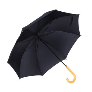 25 Inch Groot Formaat Automatische Open Relatiegeschenk Mannen Auto Gebruik Zwart Hout Haak Handvat Rechte Paraplu