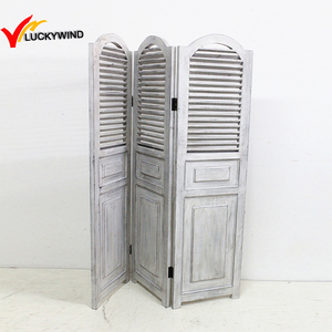Luckywind Bản Lề Phân Vùng Cổ Điển Trang Trí Màn Hình Gập Bằng Gỗ Nguyên Khối - Product Image 5