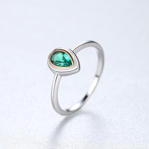 CZCITY S925 argento alla moda di colore verde Sterling da donna gioielli 925 rodio con oro rosa placcato nuovo strappo anello a goccia - Product Image 6