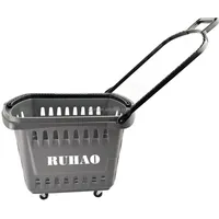 RH-BPR45-5 585*375*390mm de plástico de compras rodante cestas con ruedas