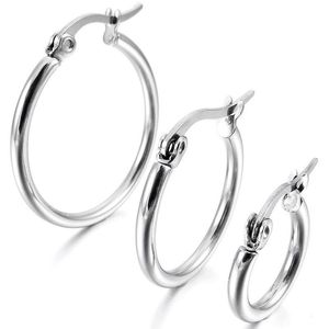 보통 스테인리스 디자인된 매우 얇은 굴렁쇠 귀걸이 - Product Image 2