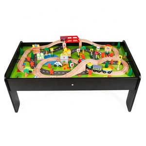 Table de train en bois pour enfants, jouet de train en bois pour la maternelle, 90 pièces, vente en gros, W04C009B - Product Image 1