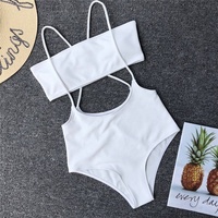 Cắt Cao Rắn Push-Up Băng Một Mảnh Bikini Áo Tắm Độn Thong Monokini