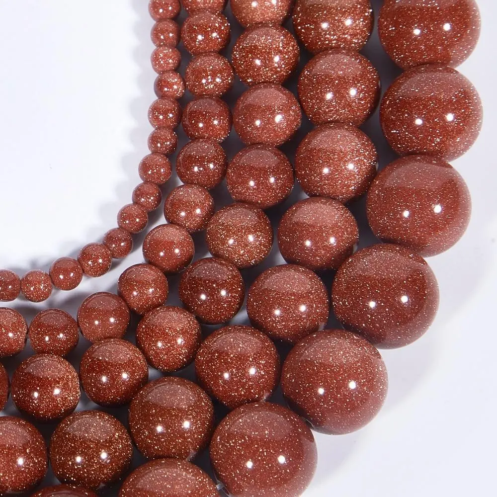 Wholesale Smooth Gold Sandstone Gemstone Loose Beads For Jewelry Making DIY Handmade Crafts 4mm 6mm 8mm 10mm 12mm 14mm