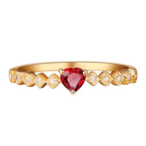 SGARIT 18K oro giallo anello di pietre preziose 0,16 ct rosso naturale rubino forma forma di fidanzamento gioielli da sposa alla moda all'ingrosso - Product Image 1