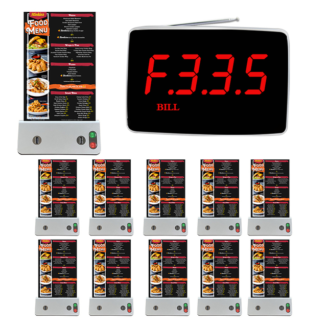 Artom Restaurant Paging System Wireless With Waiter Call Pagers and Menu Stand Holder Power Bank