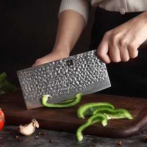 Coltello da taglio per mannaia da cucina cinese in acciaio damasco martellato da <span class=keywords><strong>7</strong></span> pollici con manico in legno Pakka Dropship - Product Image 3