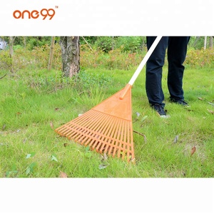 Râteau à feuilles <span class=keywords><strong>de</strong></span> <span class=keywords><strong>jardin</strong></span> en plastique orange à 22 dents, grand triangle, One99 - Product Image 2