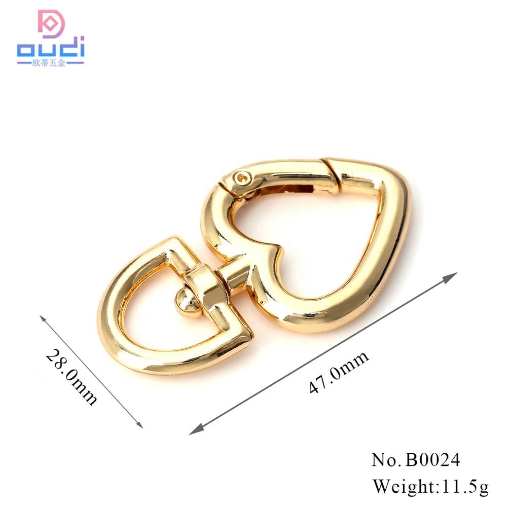 Металлические застежки для ключей в форме сердца для сумок, пружинное уплотнительное кольцо для кошелька