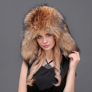 Chapeaux en fourrure de renard véritable pour femmes hiver chaud unisexe tricot casquettes en fourrure véritable avec pompons en fourrure moelleuse - Product Image 4