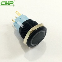 Bouton poussoir d'angle lumineux à LED noir CMP 19 mm pour système d'alarme de voiture