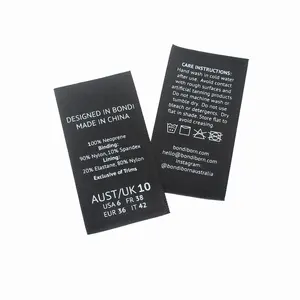 Eco-friendly Custom Printed Double Side Design Logo Sew on Print Wash Care Size Labels for Clothing