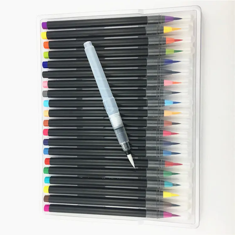 20 צבעים אמנות מברשת צבע מים עבודה מרקר עט