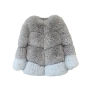 Chaqueta de piel de zorro para mujer, abrigo cálido de invierno, abrigo de piel de zorro auténtica, moda europea
