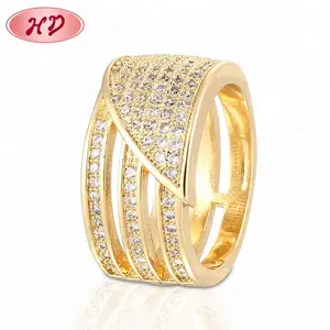 Luxury Rings Jewelry Women Gold Designs Fashion 18K Gold Plated Zircon Ring
