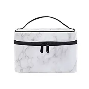 Big white marble makeup bag patten organizer box,private label pvc makeup bag in stagiant marble leather,marble toiletry bag set