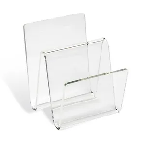 Custom Wavy Clear Acrylic Book Rack W Shaped Acrylic Magazine Display Storage Holder