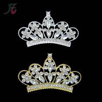 Broche couronne diadème en métal doré et strass, 1 pièce, élégante, pour spectacle, fête de mariage