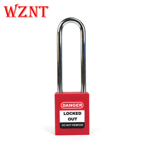 Candado de grillete de acero cromado rojo con etiqueta de bloqueo de seguridad industrial de 76mm de longitud - Product Image 2