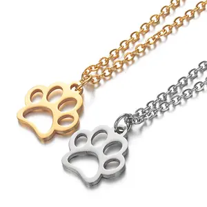 Kitô giáo đồ trang sức thép không gỉ Rose Gold PVD Paw Charm Dog pendant Paw Vòng cổ cho Bijou đồ trang sức