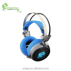 good quality 7.1 surround sound fiber cable LED flexible auto adjustable heavy bass over-head USB gamer headset with LED mic