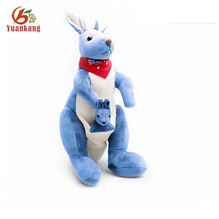 Детский подарок мягкая игрушка синий плюшевый кенгуру