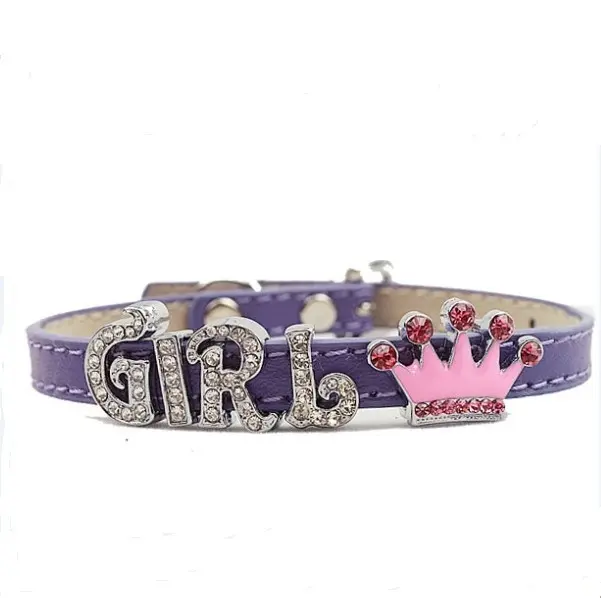 Collar personalizable para perro, 1cm de ancho, collar de PU para mascotas, sin letras y dijes