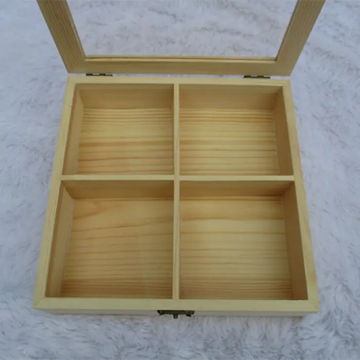 China fabricante caixa de janela de presente de madeira com 4 compartimentos