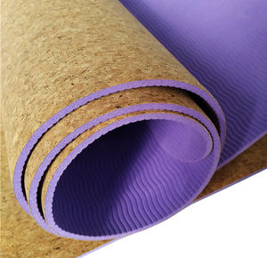 Fábrica personalizar logotipo impreso lujo 2 tono antideslizante púrpura 5mm tela de corcho estera de yoga corcho - Product Image 1