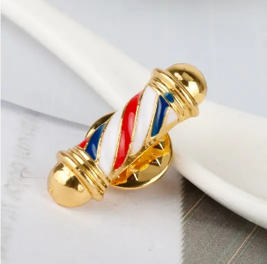 New Fashion Jewelry Barber Shop Pole 3D Barber Pole Brosche Abzeichen Hip Hop Friseur Gothic Broschen Pin Weihnachts geschenk