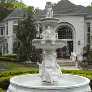 Fontaine pompe à eau 3 niveaux, pierre de jardin jaune <span class=keywords><strong>rustique</strong></span> 1 pièce - Product Image 4