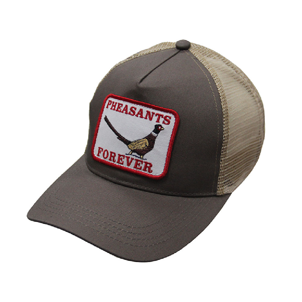 Animal bird pattern mesh flat back curve flexfit hat beige casual trucker caps for adult men women