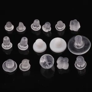 1000 pièces/sac boucle d'oreille ronde en Silicone souple et balle en plastique transparent en caoutchouc bouchon écrou boucle d'oreille arrière pour femme fixe boucle d'oreille