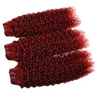 Lots de cheveux humains bouclés crépus rouge Bourgogne 99J, 3 lots, cheveux indiens bouclés, tissage épais